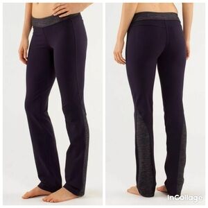 LULULEMON split set pants in size 2 in black swan rear pockets purple/gray